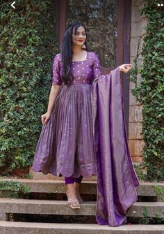 Pattu Anarkali Dress Designs, Silk Long Frocks Indian, Long Length Dresses Indian, Pattu Saree Dress Designs, Pattu Saree Long Frocks Designs, Pattu Anarkali Dress, Anarkali Dress Simple, Simple Anarkali Dress