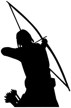 the silhouette of a person with a bow and arrow