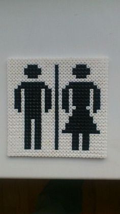 Hamma Beads Ideas, Door Hangers Diy, Hama Beads Design, Diy Perler Bead Crafts, Perler Crafts, Toilet Sign, Pixel Art Grid, Hama Beads Patterns, Diy Perler Beads