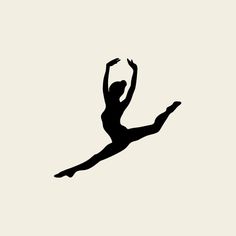 a black and white silhouette of a ballerina in mid - air with her arms outstretched