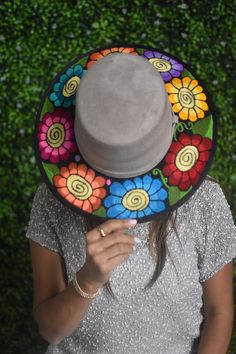 This women's hat is hand embroidered in Mexico. Mexican Hat, Womens Hat, Deep Purple Color, Embroidered Hat, Traditional Mexican, Embroidered Hats, Star Flower, Anaheim, Embroidered Flowers