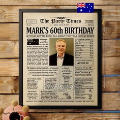 the party times mark's 60th birthday newspaper print