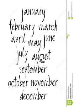 months of the year handwritten in black ink on white paper stock photo image and royalty