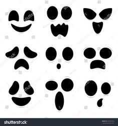 black and white silhouettes of smiley faces