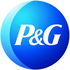 the p & g logo is shown on a blue circle with white letters in it