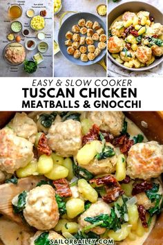 Nothing compares to Slow Cooker Tuscan Chicken Meatballs and Gnocchi. You can also make them in a skillet; either way, they are the epitome of comfort food to love. This is the perfect comforting winter recipe for an easy dinner recipe.