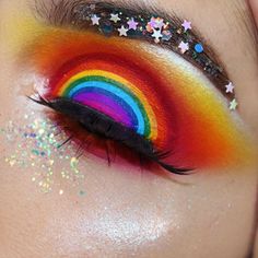 Somewhere over the rainbow, you'll find @rocioceja_! She used #sugarpill Love+, Flamepoint and Buttercupcake shadows in this million dollar look! SHOP: https://sugarpill.com/collections/pressed-eyeshadows Pride Ideas, Fantasy Make-up, Colorful Eye Makeup, Make Up Inspiration, Sensitive Skin Care, Festival Makeup