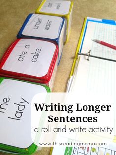 writing longer sentences on a roll and write activity for kids to practice their handwriting skills