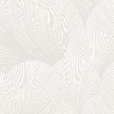 an abstract white wallpaper with wavy lines and curves in the shape of leaves on it