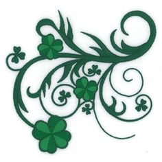 shamrocks with leaves and swirls on white background