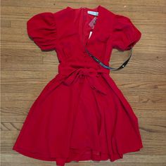 Club L London Red Dress Red Belted Party Dress, Red Belted Dress For Party, Red A-line Mini Dress For A Day Out, Red Belted Summer Dress, Red Belted Dress For Summer, Summer Belted Red Dress, Summer Red Belted Dress, Red Short Sleeve Belted Dress, Red A-line Mini Dress For Brunch