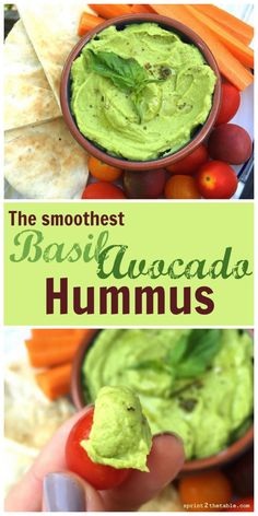 the smoothest basil guacamole hummus is an easy and healthy appetizer