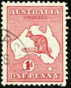 an australian postage stamp with the kangaroo on it