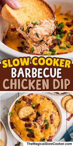 this slow cooker barbecue chicken dip is the perfect appetizer to serve for dinner