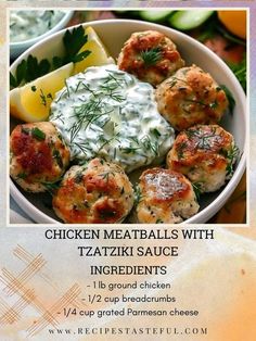 chicken meatballs with tzatzziki sauce ingredients