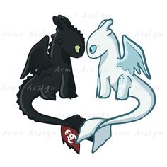 two black and white dragon with wings sitting next to each other on a white background