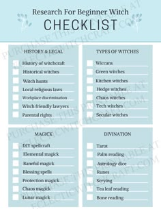 Witch Checklist, Witch Research, Research Topics, Eclectic Witchcraft, Beginner Witch, Witch History, Card Artwork, Witch Tools