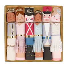 Nutcracker Character Crackers, Jollity & Co. English Christmas Crackers, Nutcracker Ballet Party, Nutcracker Characters, Nutcracker Figures, Christmas Party Table, Party Crackers, English Christmas, Christmas Cracker, Gold Foil Paper