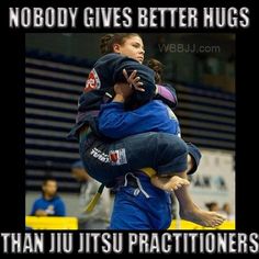 a woman is holding another woman in her arms and the caption says nobody gives better hugs than jitsuu practices