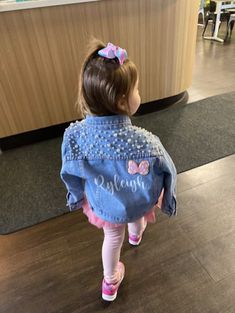 P E R S O N A L I Z E D ✶ J A C K E T This blue pearl custom denim kid jacket is the perfect gift for a the most stylish litter girls! A show stopper to wear to any & all of your special events- baby girl's party, flower girl for a wedding, or just because! This jacket can be customized to say anything you want. Please note the name/word/phrase desired when placing order. Feel free to contact us for any further customization. Please read all information down below thoroughly as we do not accept Cute Blue Denim Jacket, Bedazzled Jean Jacket, Disney Jean Jacket, Disney Denim Jacket, Baby Denim Jacket, Denim And Pearls, Kids Jeans Jacket, Custom Jean Jacket, Kids Denim Jacket