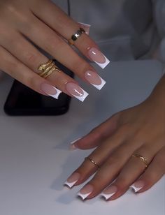 French Finish Nails, Short Squared Frenchies, Coffin Nail Ideas Simple, Short Classy Nail Designs 2024, Simple Summer Nails Square, Classy Acrylic, Kutek Disney, 2024 Nails