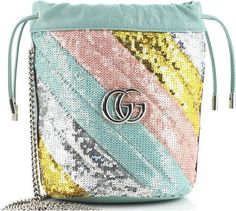 Looking for a sparkling addition to your bag collection? Check out our Pre-Owned Gucci GG Marmont Diagonal Quilted Sequins Mini Bucket Bag! Bucket Bag Silhouette: With its unique shape and drawstring closure, this bag is perfect for those who want to stand out. Multicolor: The colorful sequins make this bag a statement piece that will complement any outfit. Fits Essentials: Don't be fooled by its mini size - this bag can fit your iPhone Pro Max/Plus, Airpods, small wallet, and even lipstick! Fab Diagonal Quilt, Green Gucci, Gucci Gg Marmont Mini, Mini Bucket Bag, Mini Bucket Bags, Mini Bucket, Gucci Gg Marmont, Gg Marmont, Pocket Belt