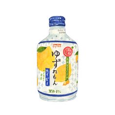 an illustration of a bottle of orange juice with japanese writing on the front and side