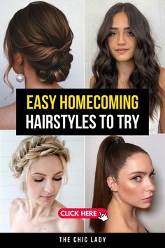 20 Easy Homecoming Hairstyles for a Stunning Look Homecoming Updo Hairstyles, Simple Homecoming Hair, Up Prom Hair, Half Up Prom Hair, Half Up Prom Hairstyles, Up Prom Hairstyles, Lob Haircut With Bangs