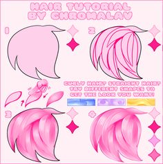 some pink hair with different shapes and colors