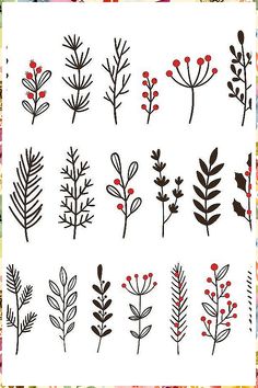 Planting In Winter - Visit Amazon.com to get the best designs. Christmas Hand Drawn Doodles, Christmas Fabric Painting Designs, Christmas Borders Doodle, Christmas Calligraphy Doodles, Winter Leaves Illustration, Christmas Floral Doodle, Winter Symbols Drawings, Winter Botanical Illustration, Christmas Leaves Drawing