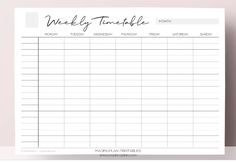 a printable weekly planner with the words, week and month in black on it