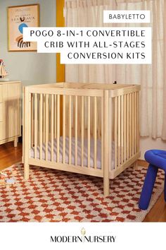 pogo 8-in-1 convertible crib in a decorated baby room. Junior Bed, Midi Size, Convertible Crib, Bassinet, Cribs, Convertible, Bed, Cots