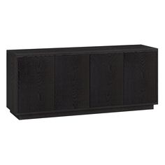 a black cabinet with two doors on one side and an open door on the other