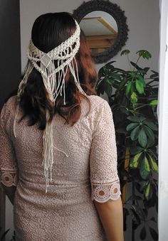 Macrame Boho veil, rustic minimalist headband, wedding accessories, hair accessories Sweter and unique veil on ivory colour. This Boho decoration is Ideal for hippie and Boho wedding, for festival bride.  Its nontraditional veil so this macrame crown is Ideal for hippie and Boho girl.  Veil od shoulder and ready to shop. If you have any questions - write to me🙏 Macrame Crown, Macrame Veil, Bridal Shower Hair, Minimalist Headband, Unique Veil, Boho Veils, Custom Veil, Shower Hair, Festival Bride