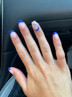 Sport Acrylic Nails, Cute Short Acrylic Nails Square Summer, Volleyball Nails, Simple Prom Nails, Cutesy Nails, Vacay Nails, Square Gel Nails, Royals Nails, Blue Prom Nails