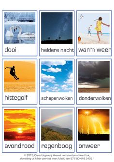 an image of different pictures with the words in english and german on them, including water,