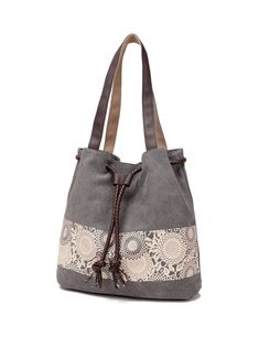 PRICES MAY VARY. - The DOURR shoulder bag was made of high density cotton washed canvas, Eco-friendly, soft, thick and durable, unique printing design, casual life style. - It is a medium-sized handbag, not too big and not too small, very lightweight. Size: 11.8" L x 4.7" W x 11.4" H, about: 395 g - Magnetic buckle and tightening strap closed way, easy to open and close. Leather shoulder straps and leather tightening strap look fashion. - Inside: 2 large compartment and 1 large zipper pocket; 1 Cheap Casual Canvas Bag With Screen Print, Trending Purses, Casual Purse, Drawstring Bucket Bag, Handbags Casual, Trending Handbag, Printed Canvas, Canvas Handbags, Mode Online