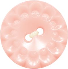 an image of a pink object with circles on it's side and a white button in the middle