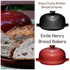 an image of some bread on a plate and the words enjoy crusty artisan bread at home