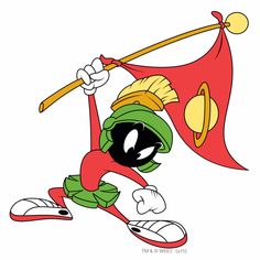 an image of marvin the martian cartoon character with a flag on his head and legs