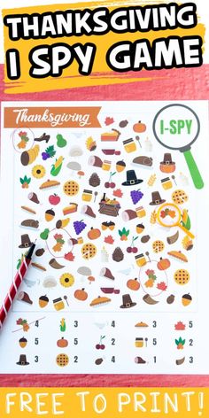 a printable thanksgiving game for kids to play with