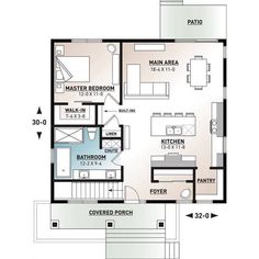 a floor plan for a small house with two bedroom and an attached living room area