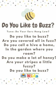 a poem with the words do you like to buzz? and a bee on it