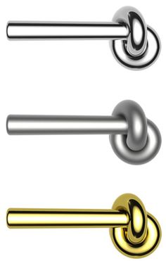 three different types of metal handles and pulls on white background with clipping path photo