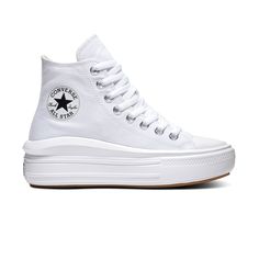 Converse Women's Chuck Taylor All Star Move Platform White/Natural Ivory/Black 568498C - APLAZE White Converse Platform, Converse Move, Converse All Star Move, All Star Cano Alto, White Platform Converse, Chuck Taylor All Star Move, White Chuck Taylors, Converse Platform, Preppy Shoes