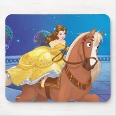 a princess riding on the back of a brown horse mousepads for computer and laptop