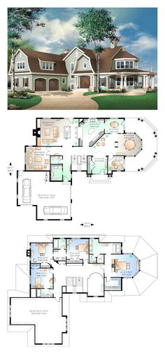 two story house plans with lots of room and living space in the front, side and back