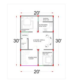 two bedroom house plan with measurements