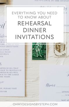 an envelope with the words, everything you need to know about rereasal dinner invitations