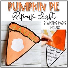 a piece of paper that has been cut into pieces to make a pumpkin pie pep - up craft